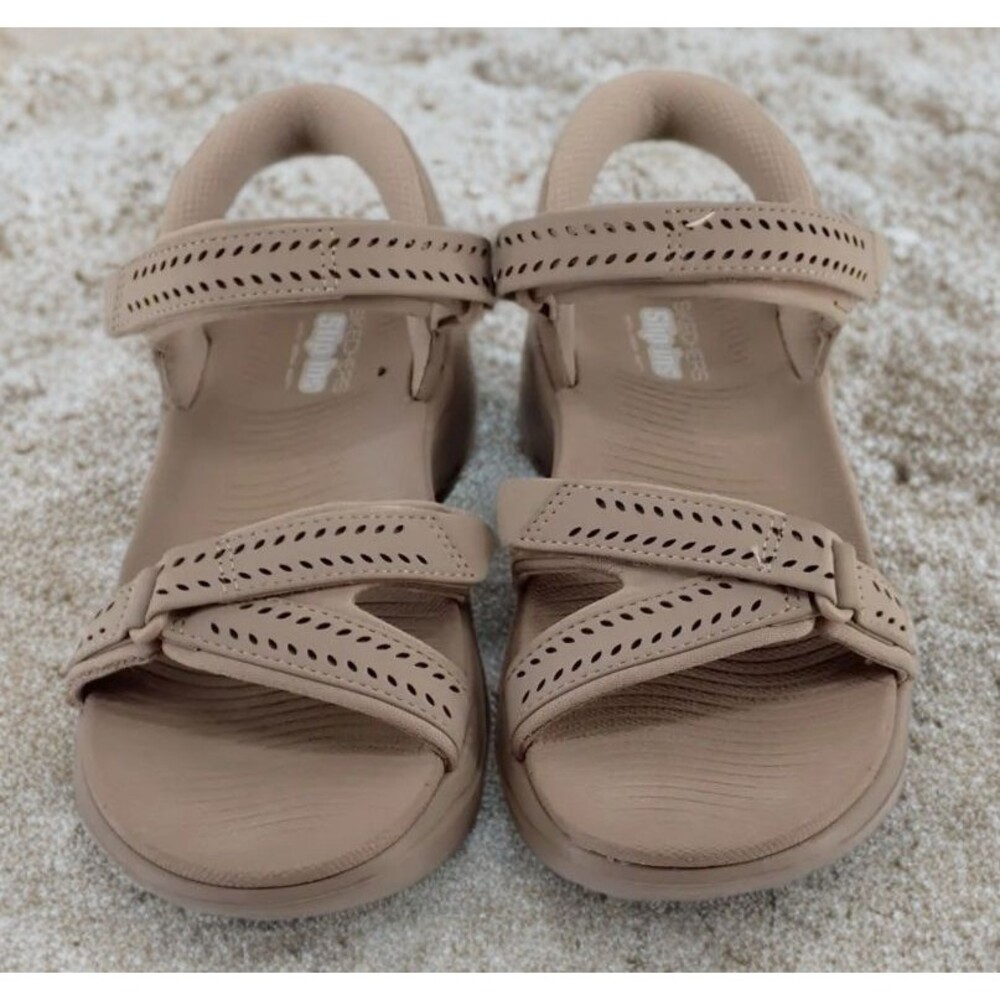 Skechers Women's On The Go Go Walk Arch Fit Size 6 Slip - Ins Sandals Taupe